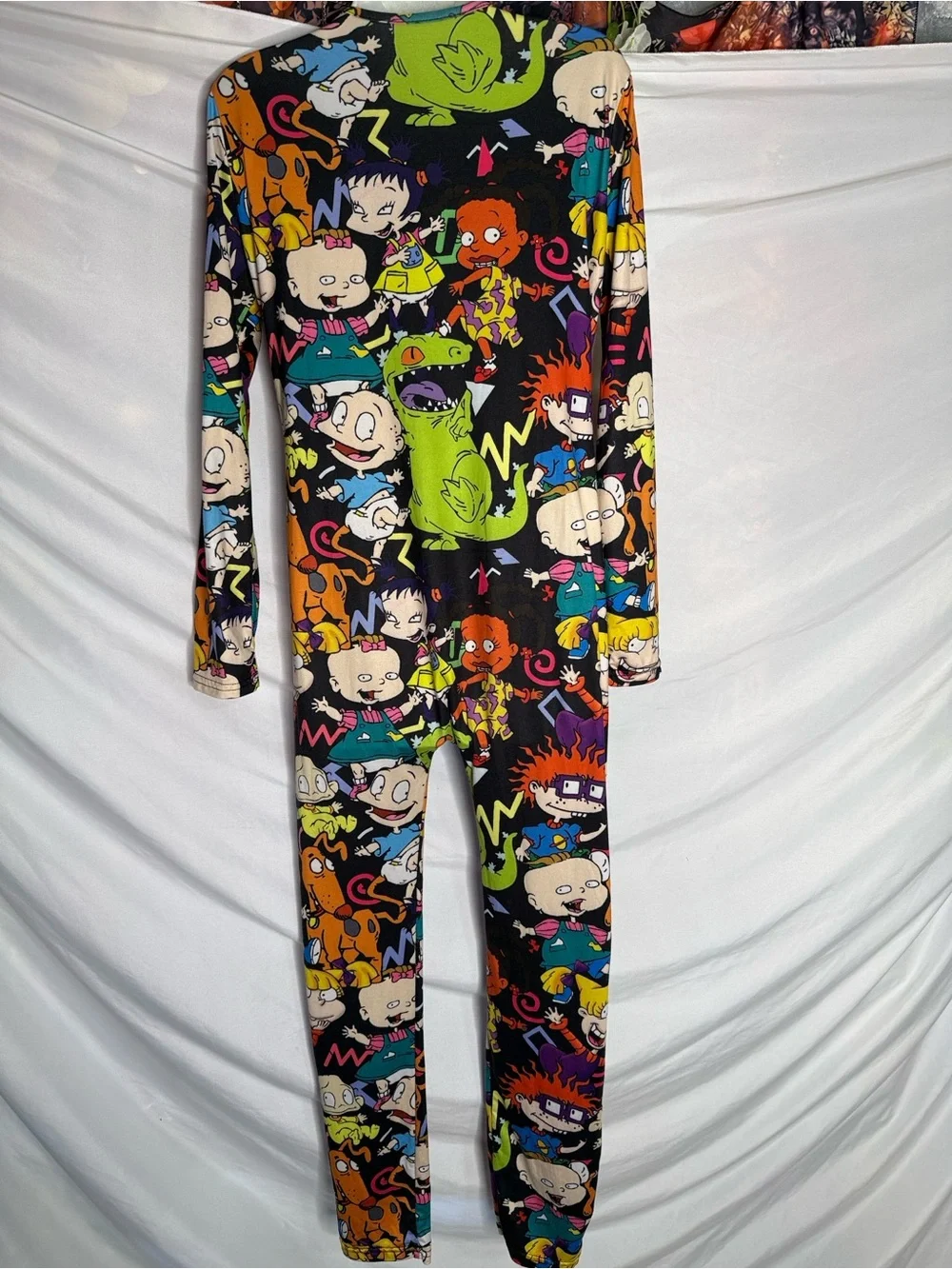 Womens Black Multicolor RUGRATS-Print One-Piece Pajama - Picture 5 of 8